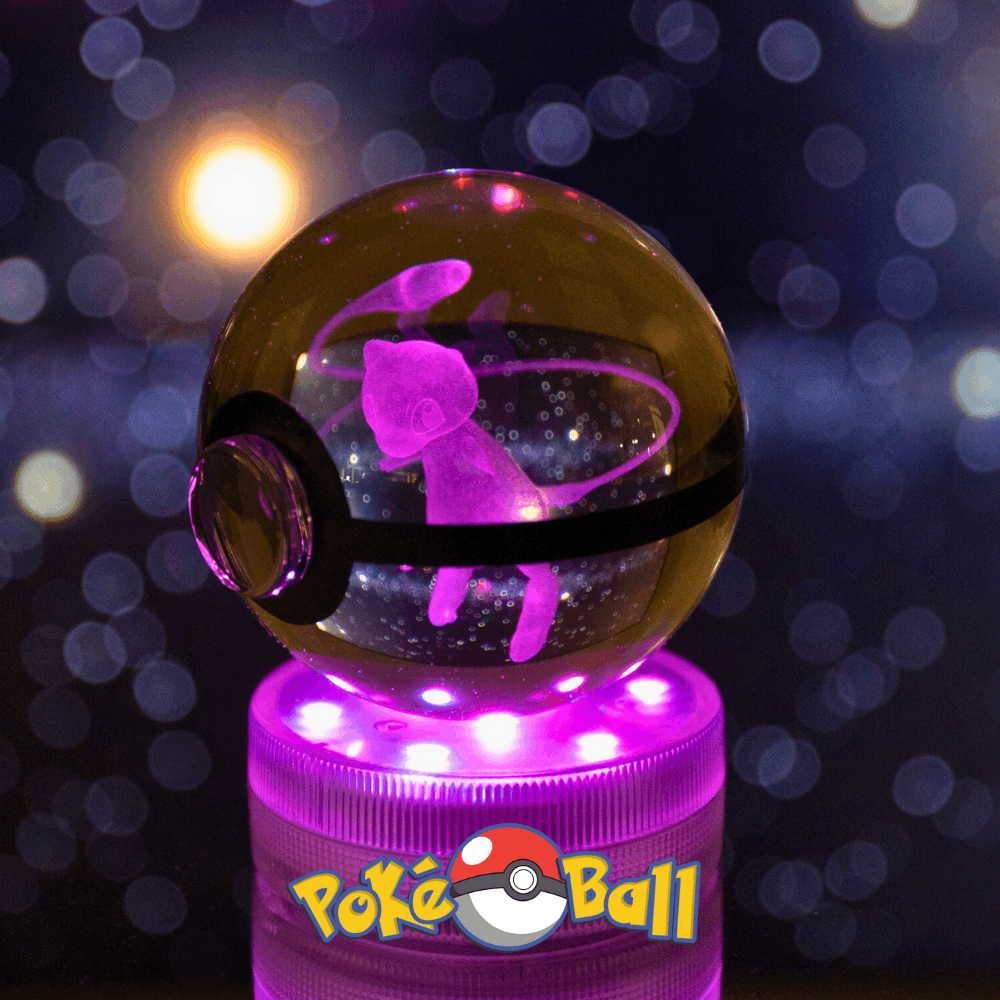Glowing Crystal Pokeball Mew / Ball Base & Remote