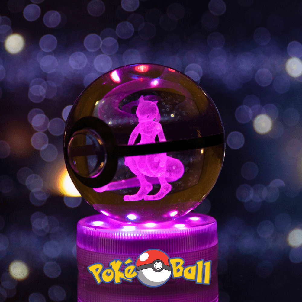 Glowing Crystal Pokeball Mewtwo / Ball Base & Remote