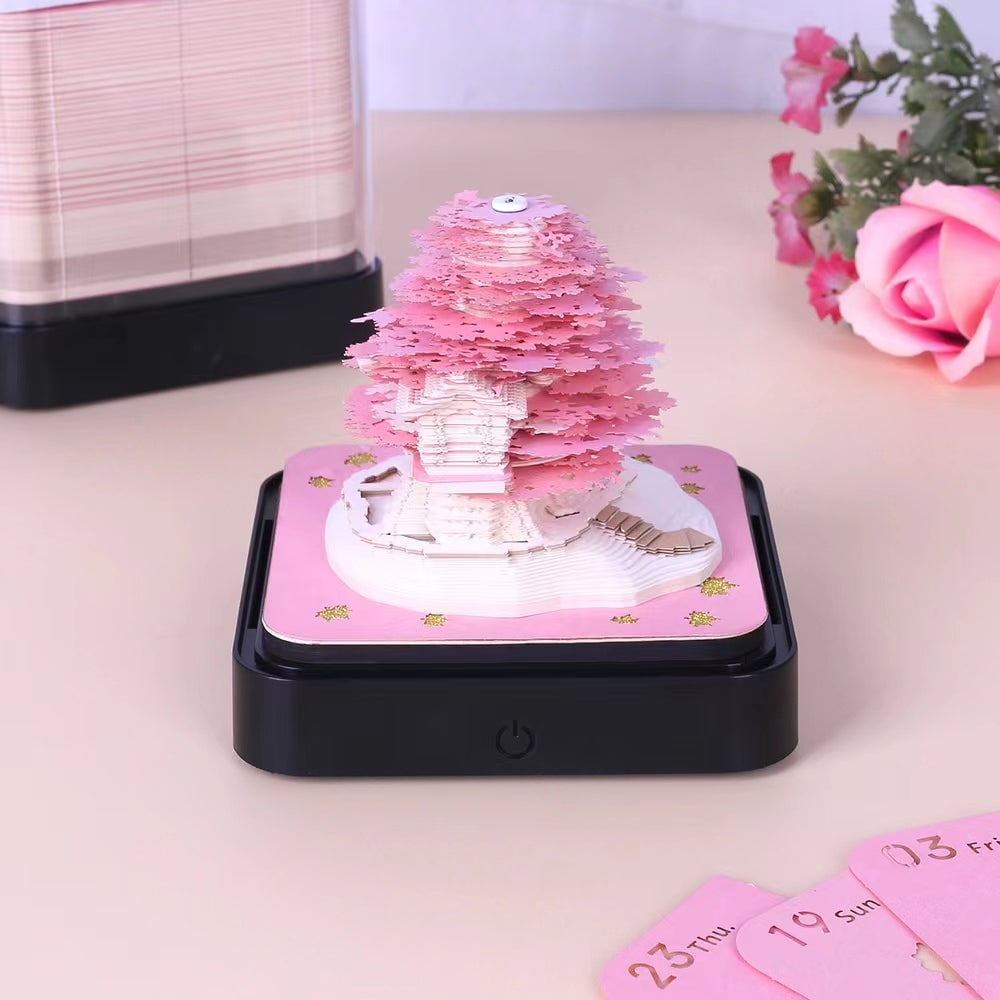 The Orienta – Handcrafted Omoshiroi Calendars Light-Up Sakura Calendar (Pink) / 2024