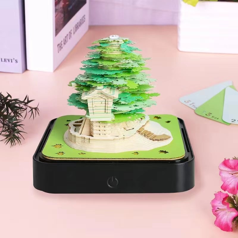 The Orienta – Handcrafted Omoshiroi Calendars Light-Up Sakura Calendar (Green) / 2024