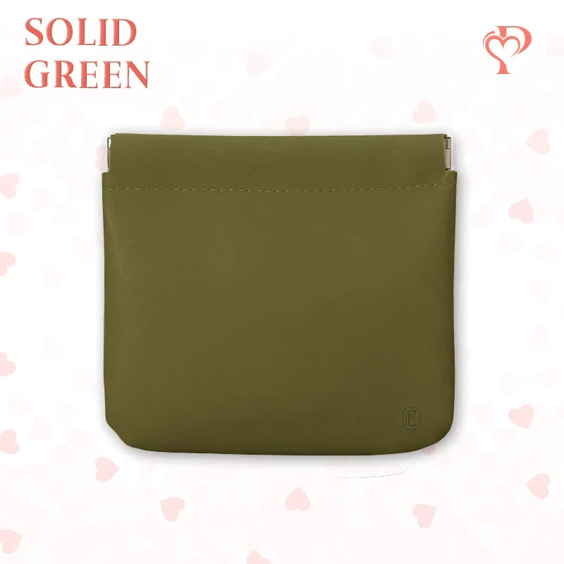 Pouchic – Snap Closure Leather Organizer Pouch Square / Green