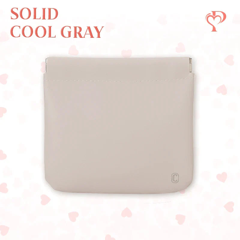 Pouchic – Snap Closure Leather Organizer Pouch Square / Cool Gray