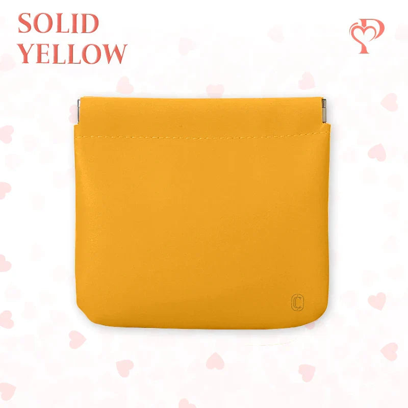 Pouchic – Snap Closure Leather Organizer Pouch Square / Yellow