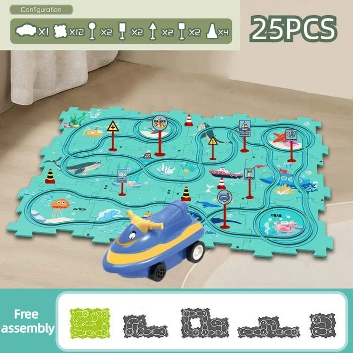 Children’s Educational Puzzle Track Car Play Set Maritime World / 25Pcs