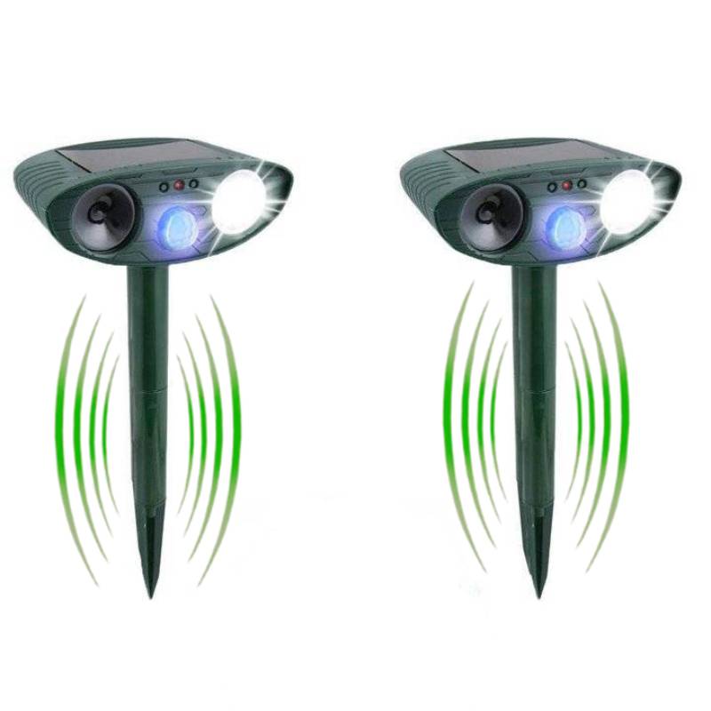 Outdoor Ultrasonic Animal Repeller - Solar Powered Pack Of 2 Animal-Repeller