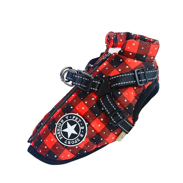 Waterproof Winter Dog Jacket With Built-In Harness Christmas Limited Edition Colour (Snowflake) / S