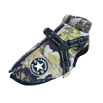Waterproof Winter Dog Jacket With Built-In Harness Christmas Limited Edition Colour (Camouflage) / S