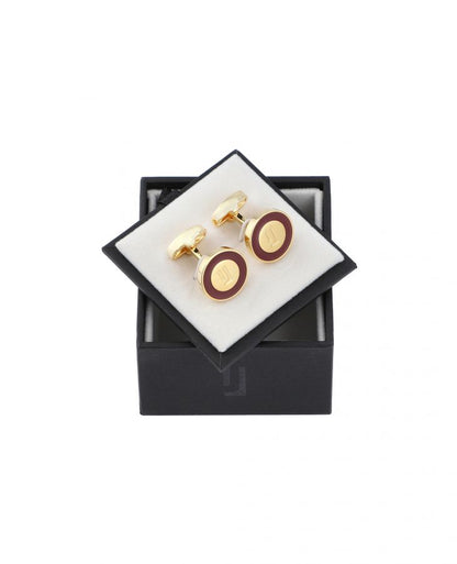 Gold with Burgundy enamel