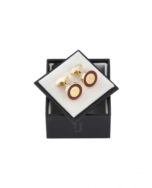 Gold with Burgundy enamel