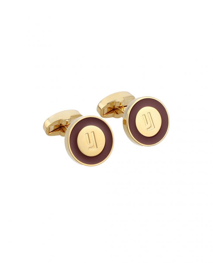 Gold with Burgundy enamel
