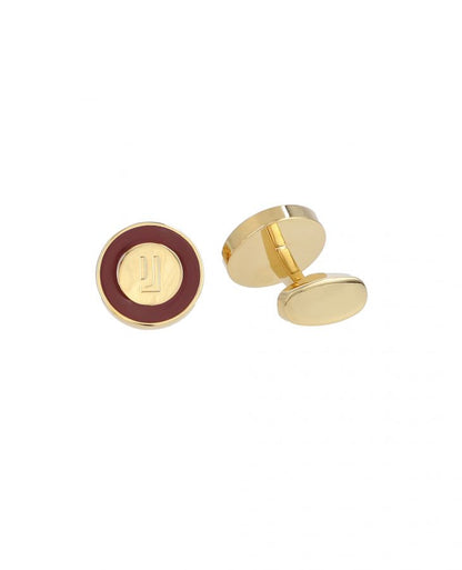 Gold with Burgundy enamel