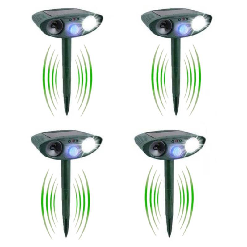 Outdoor Ultrasonic Animal Repeller - Solar Powered Pack Of 4 Animal-Repeller