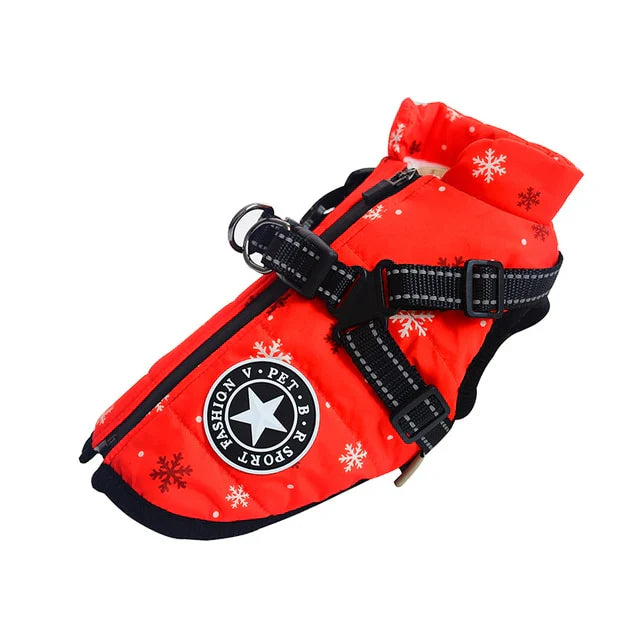 Waterproof Winter Dog Jacket With Built-In Harness Christmas Limited Edition Colour (Crystal) / S