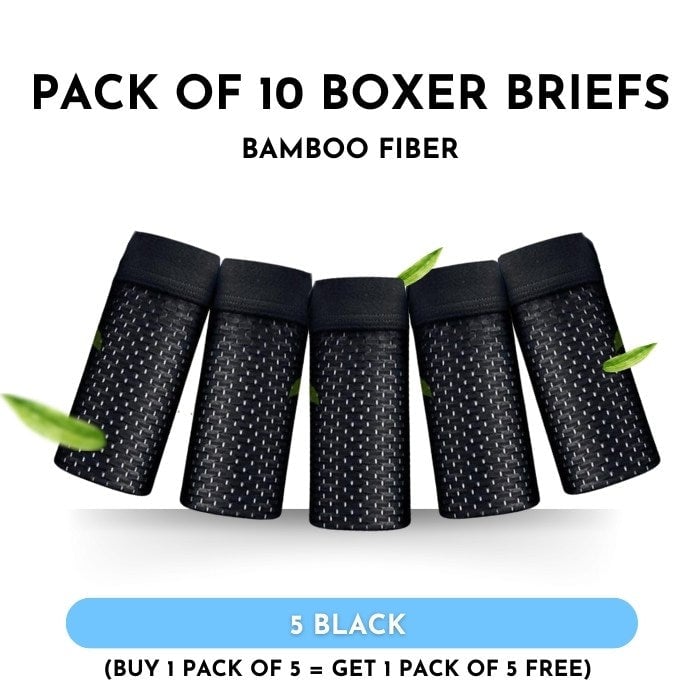 Boxhero – Pack Of 10 Bamboo Fiber Boxer Briefs Buy 5 Get M / Black (10 Pcs)