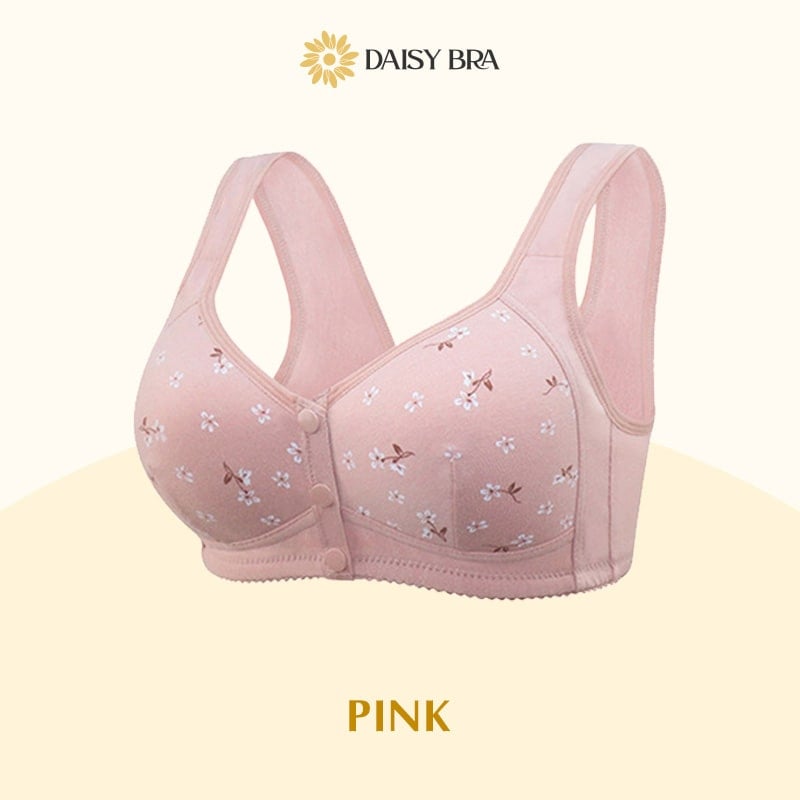 Daisy Bra – Comfortable & Convenient Front Button Pink / S