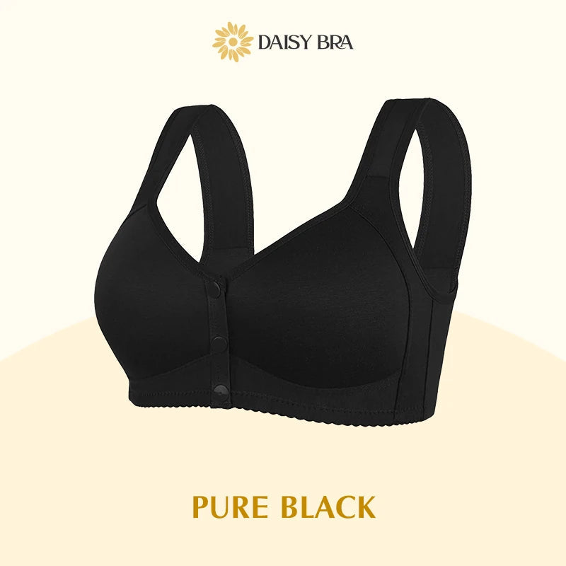 Daisy Bra – Comfortable & Convenient Front Button Pure Black / S