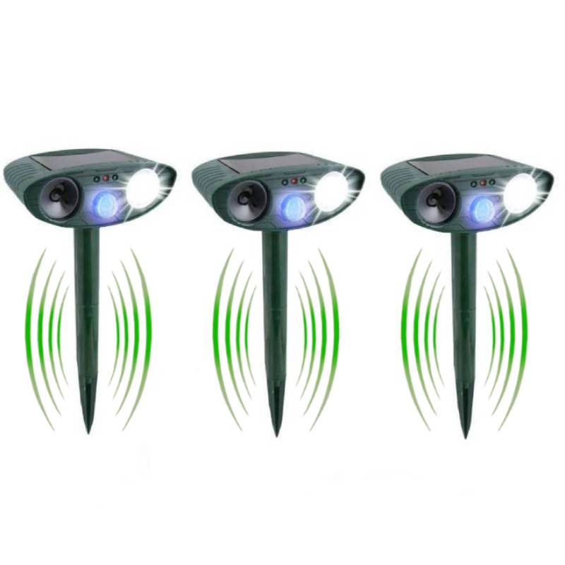 Outdoor Ultrasonic Animal Repeller - Solar Powered Pack Of 3 Animal-Repeller