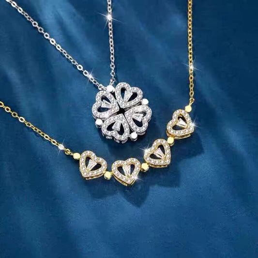 Four Leaf Clover Necklace - 4 Leaf Clover Heart Pendant Jewelry
