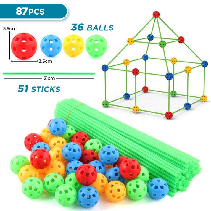 Funhub Forts 36 Balls + 51 Sticks (87 Pcs)