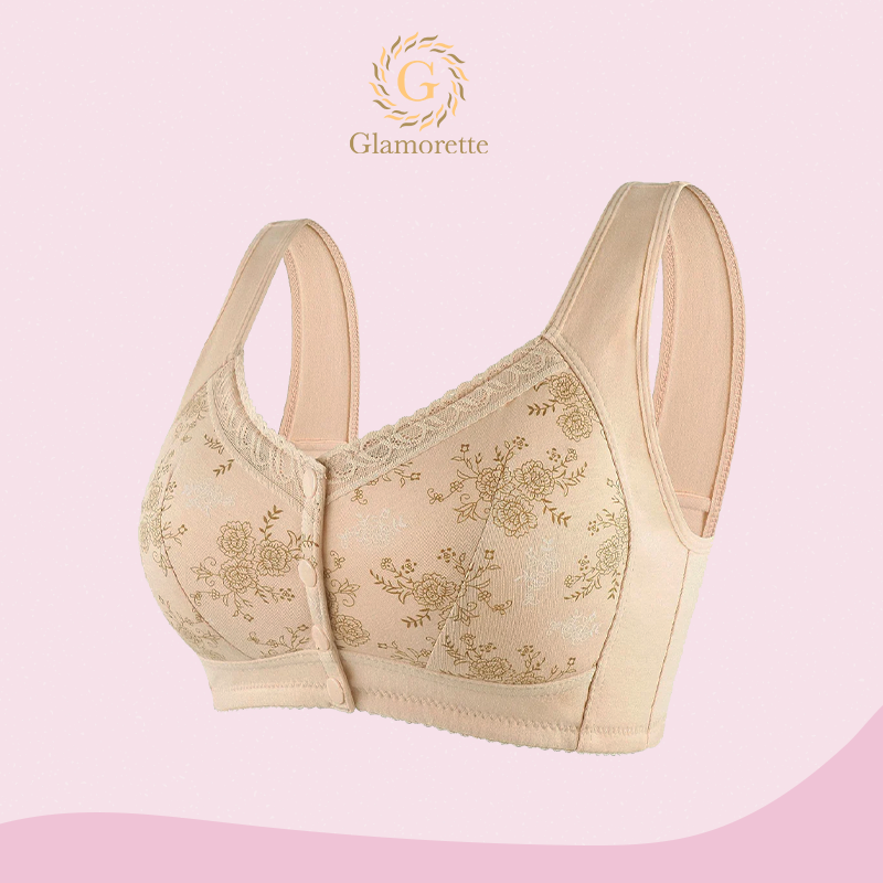 Glamorette – Cotton Front Closure Bra Beige / 2Xl