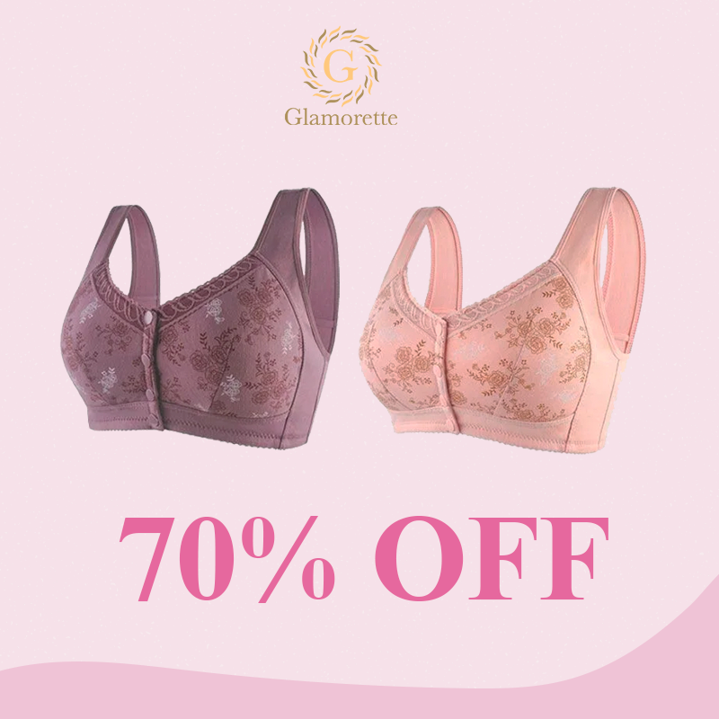 Glamorette – Cotton Front Closure Bra 70% Off Set 2 (Pink + Purple) / 2Xl