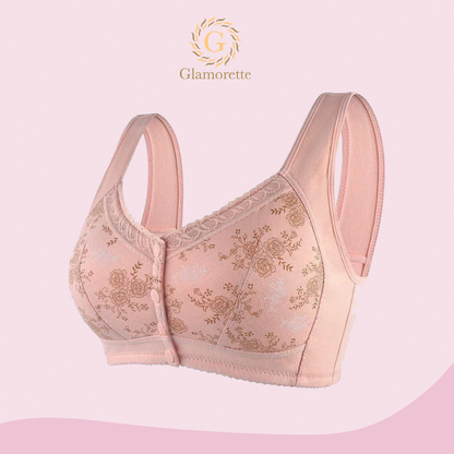 Glamorette – Cotton Front Closure Bra Pink / 2Xl