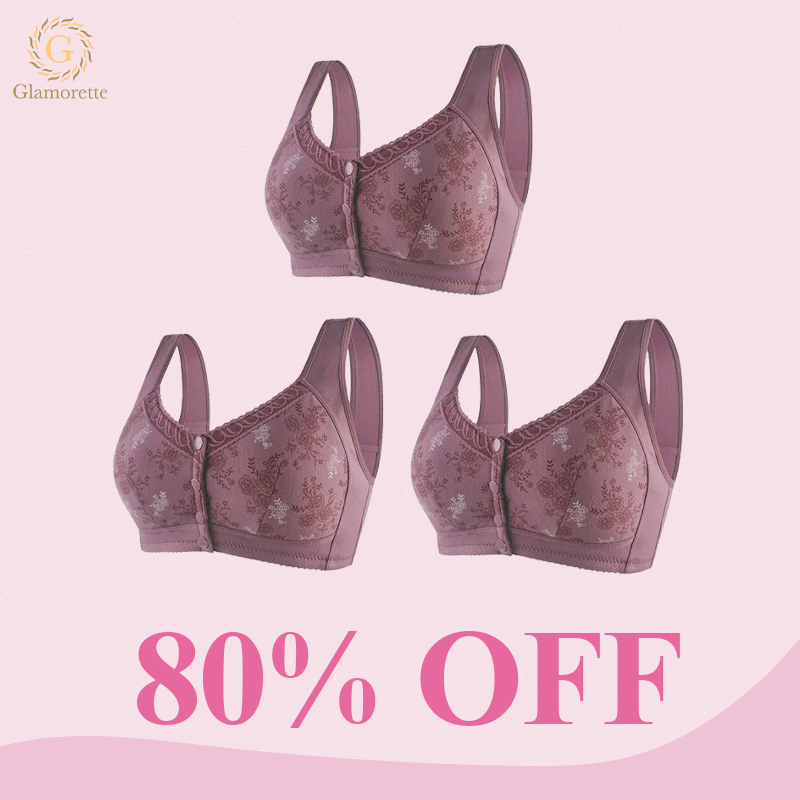 Glamorette – Cotton Front Closure Bra 80% Off Set 3 (Purple*3Pcs) / 2Xl