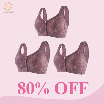 Glamorette – Cotton Front Closure Bra 80% Off Set 3 (Purple*3Pcs) / 2Xl