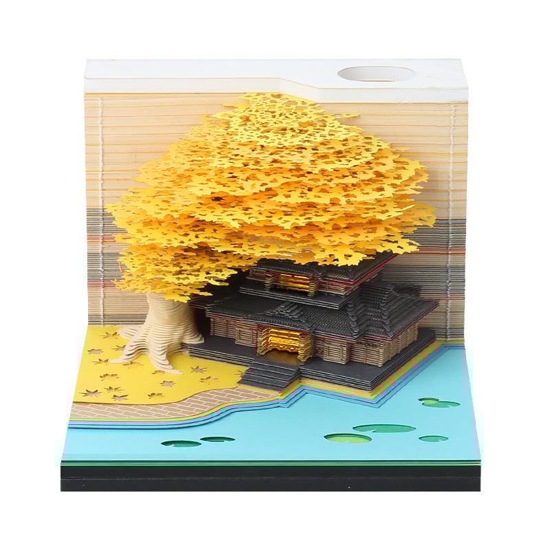 The Orienta – Handcrafted Omoshiroi Calendars Light-Up Sakura Temple Pad (Yellow) / 2024