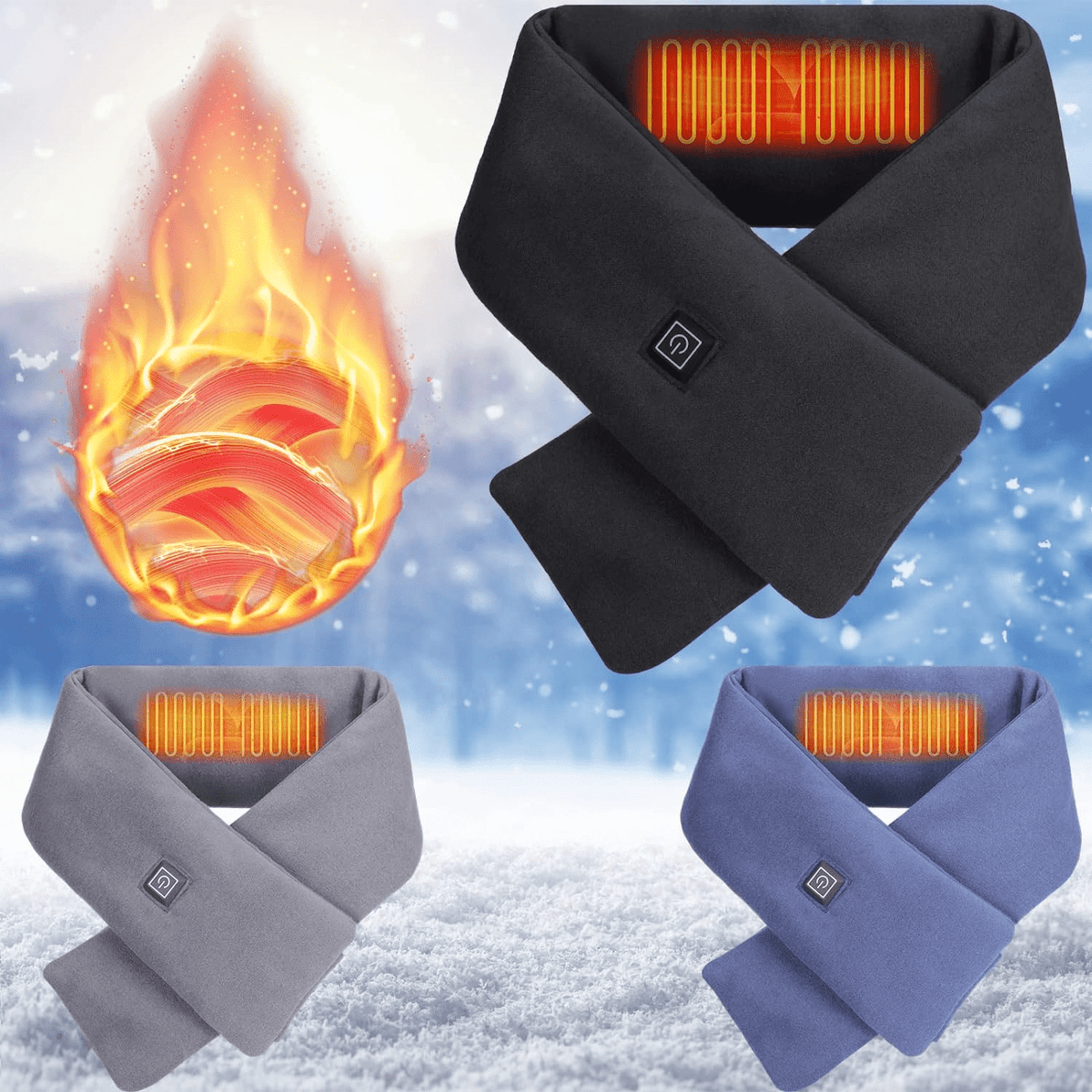 Nuzufy – Intelligent Electric Heating Scarf Black / 2800-Mah-For-2-3-Hours
