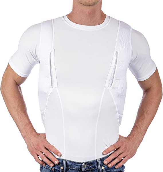 Men/Women’s Concealed Leather Holster T-Shirt Men / White S