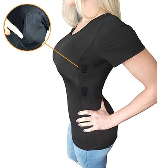 Men/Women’s Concealed Leather Holster T-Shirt Women / Black S