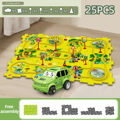 Children’s Educational Puzzle Track Car Play Set Dinosaur Land / 25Pcs