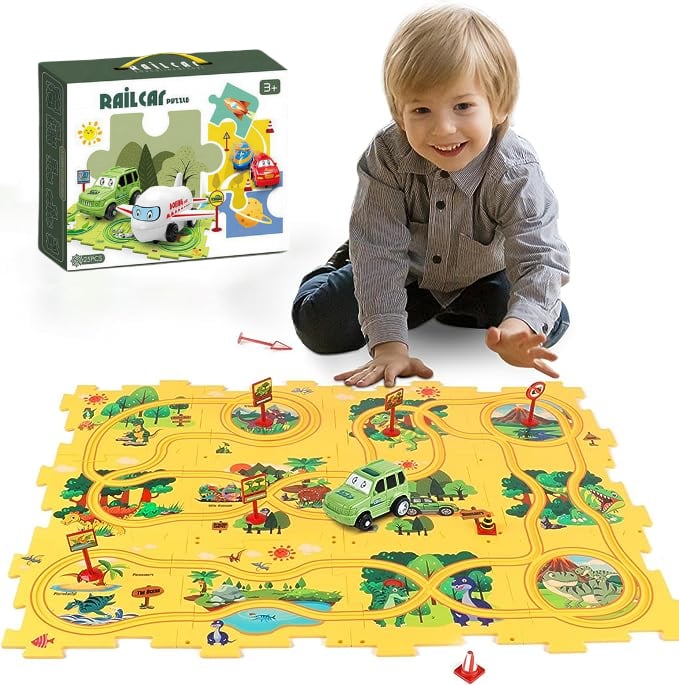 Children’s Educational Puzzle Track Car Play Set