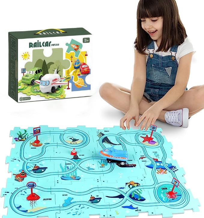 Children’s Educational Puzzle Track Car Play Set
