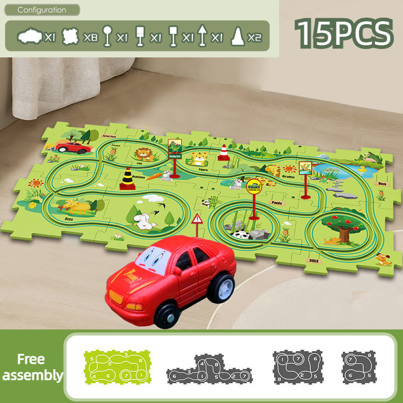Children’s Educational Puzzle Track Car Play Set Forest Park / 15Pcs