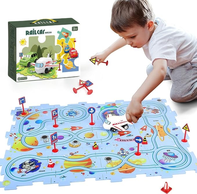 Children’s Educational Puzzle Track Car Play Set