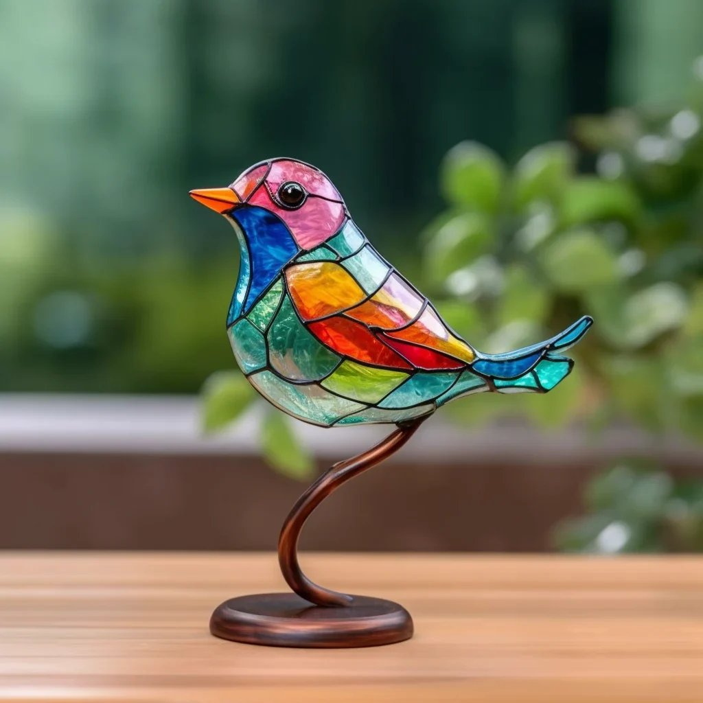 Acrylic Birds On Branch Desktop Ornaments Confidence