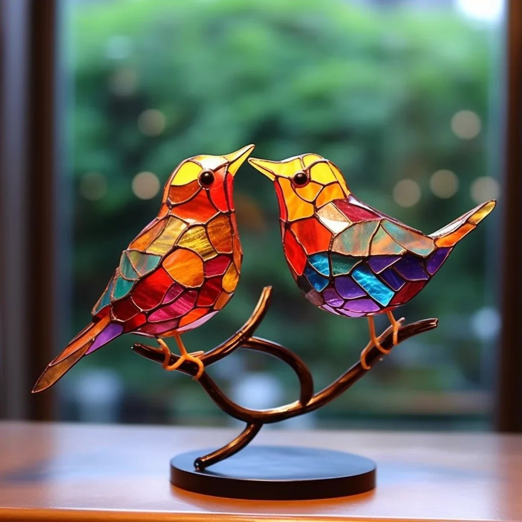 Acrylic Birds On Branch Desktop Ornaments Love