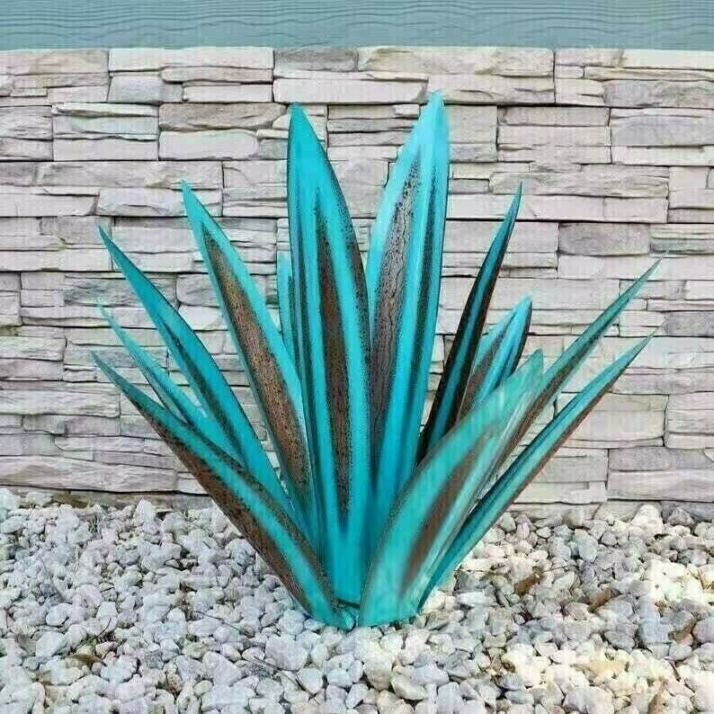Anti-Rust Metal Tequila Agave Plant Cyan Blue / 10.6’
