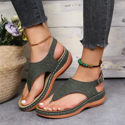 Leather Orthopedic Arch Support Sandals Diabetic Walking Green / Us 10