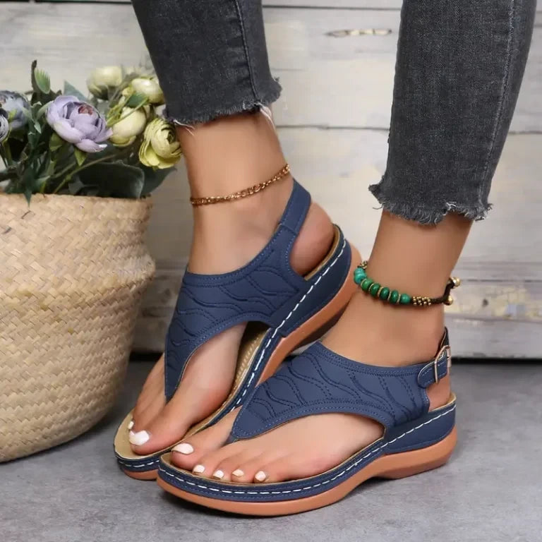 Leather Orthopedic Arch Support Sandals Diabetic Walking Blue / Us 10