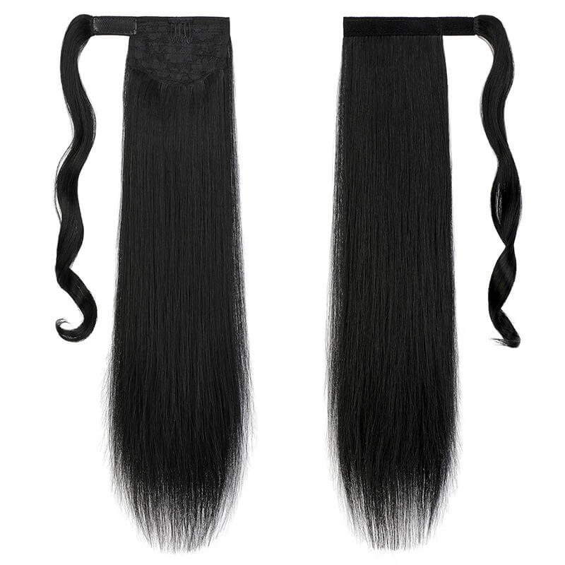 ponytail-hair-piece-extensions-clip-in-curly-fake-pony-tail 1# Straight (Jet Black)
