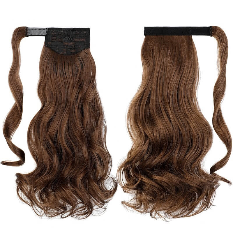 ponytail-hair-piece-extensions-clip-in-curly-fake-pony-tail 10-12# Curly (Chestnut Brown)