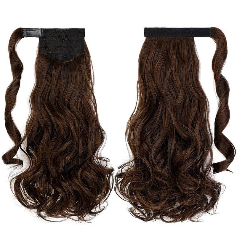 ponytail-hair-piece-extensions-clip-in-curly-fake-pony-tail 2-30 Curly (Medium Brown)
