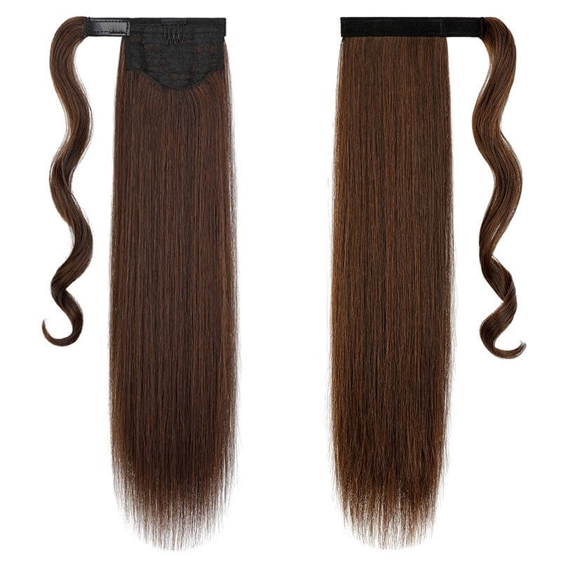 ponytail-hair-piece-extensions-clip-in-curly-fake-pony-tail 2-30 Straight (Medium Brown)