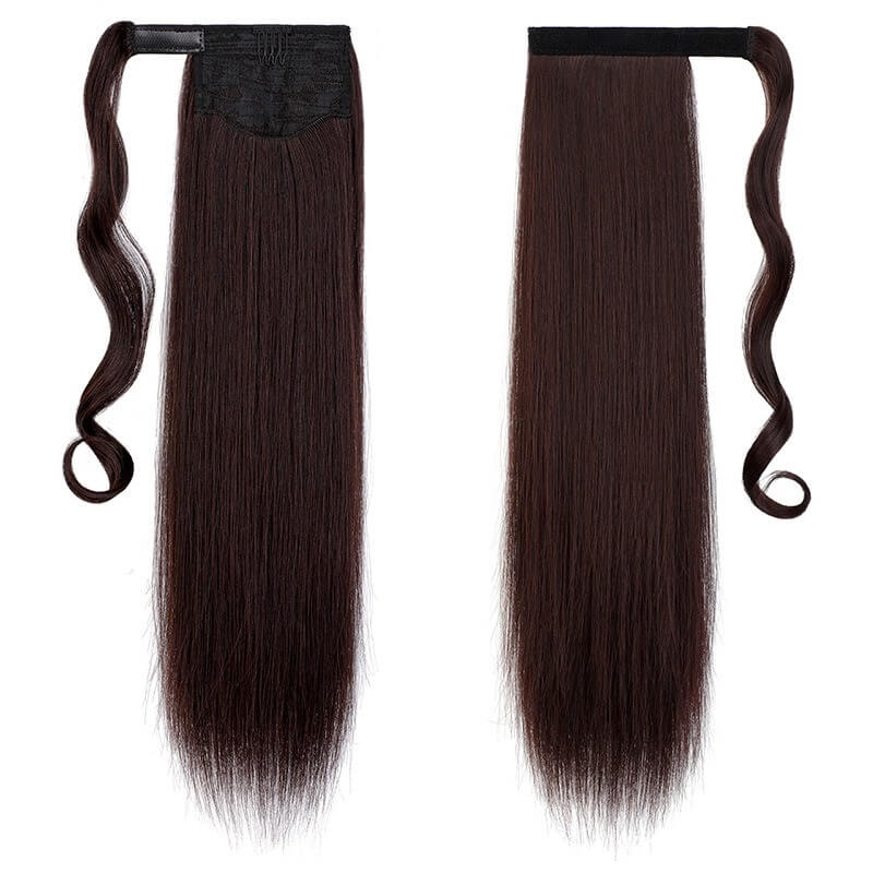 ponytail-hair-piece-extensions-clip-in-curly-fake-pony-tail 2-33A Straight (Dark Brown)