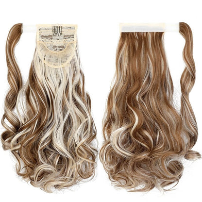 ponytail-hair-piece-extensions-clip-in-curly-fake-pony-tail 27H613 Curly (Blonde With Highlights)