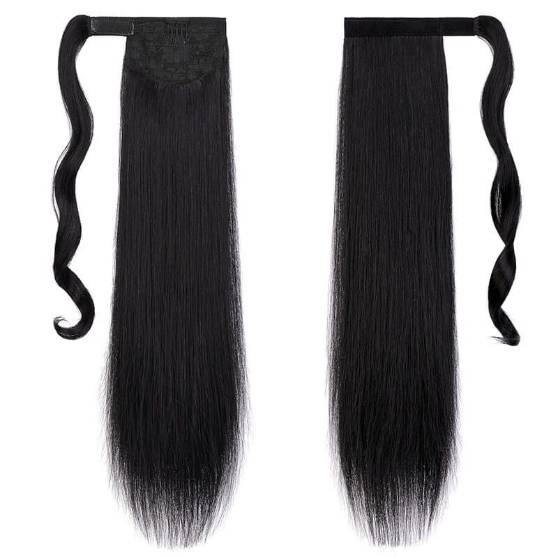 ponytail-hair-piece-extensions-clip-in-curly-fake-pony-tail 2A Straight (Natural Black)