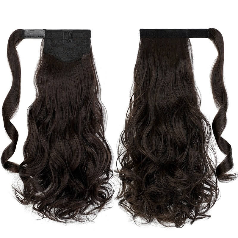 ponytail-hair-piece-extensions-clip-in-curly-fake-pony-tail 4A Curly (Darkest Brown)